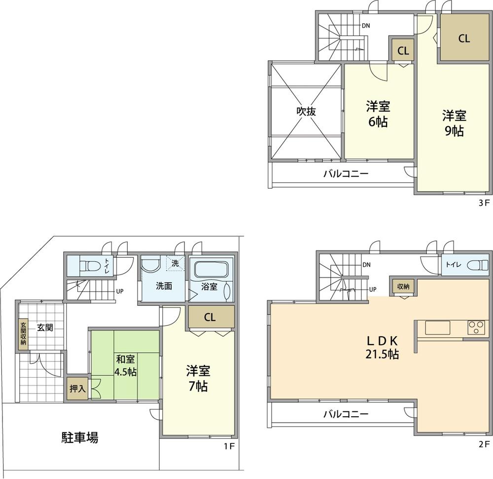 Floor plan. 26,400,000 yen, 4LDK, Land area 75.29 sq m , Building area 115.36 sq m 4LDK Floor Plan