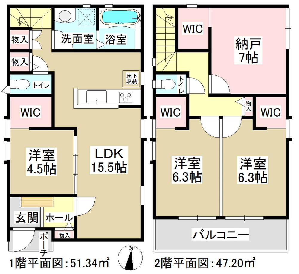 Floor plan. (E Building), Price 33,900,000 yen, 3LDK+S, Land area 100 sq m , Building area 98.54 sq m