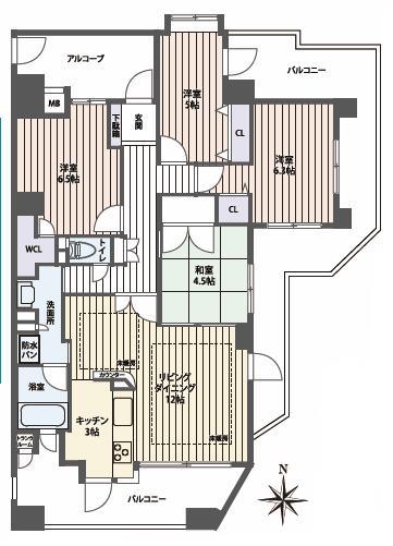 Floor plan. 4LDK, Price 23.8 million yen, Occupied area 85.91 sq m , Balcony area 32.53 sq m   ■ This room of high-rise floor southeast angle room of 4LDK ☆