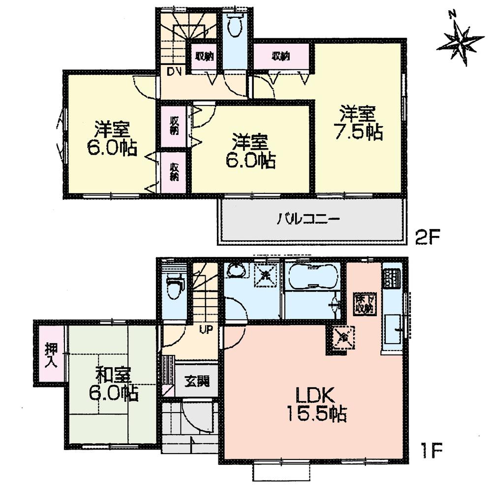 Floor plan. (Building 2), Price 31,200,000 yen, 4LDK, Land area 110.5 sq m , Building area 96.88 sq m