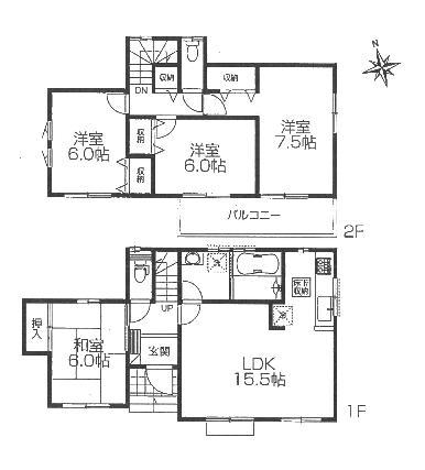 Floor plan. (Building 2), Price 31,200,000 yen, 4LDK, Land area 110.5 sq m , Building area 96.88 sq m