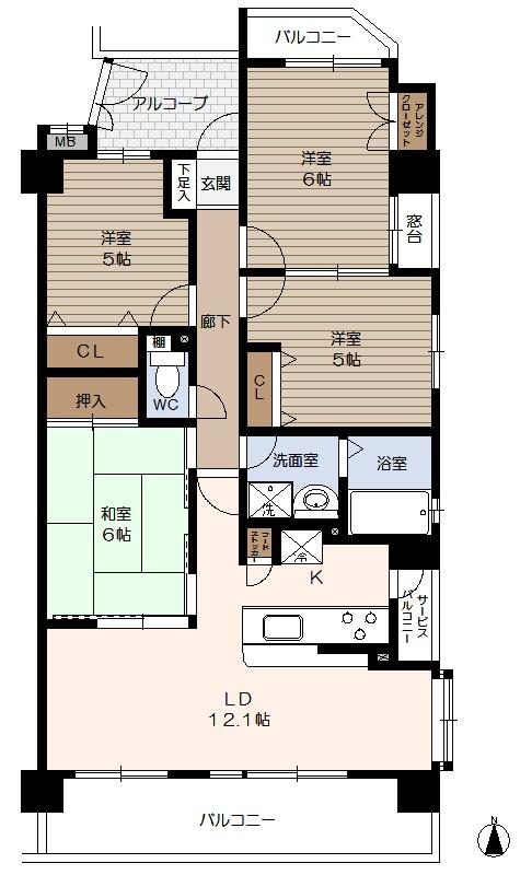 Floor plan. 4LDK, Price 17.8 million yen, Occupied area 78.83 sq m , Balcony area 12.74 sq m