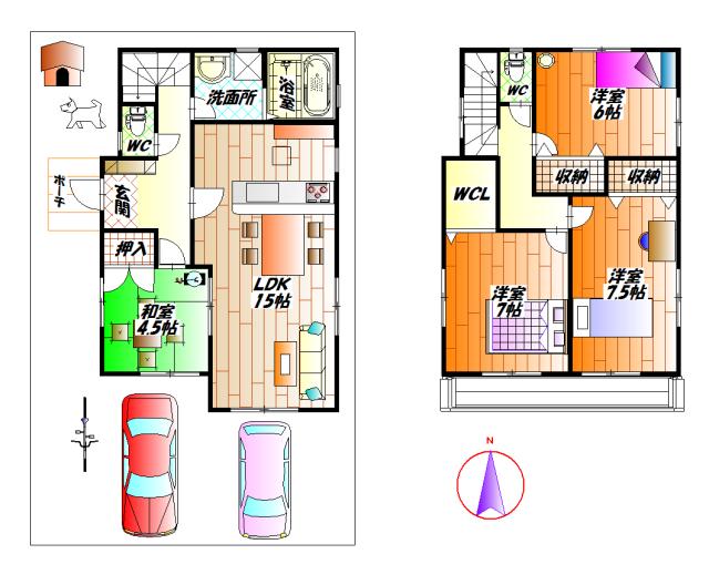 Floor plan. 29.5 million yen, 4LDK, Land area 114.75 sq m , Building area 97.32 sq m 1 Building