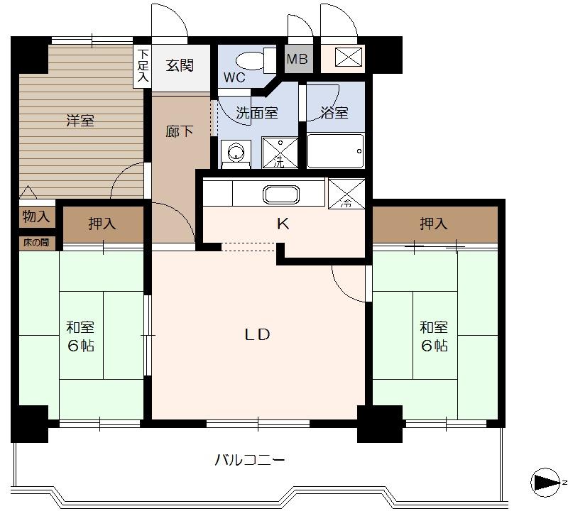 Floor plan. 3LDK, Price 8.8 million yen, Occupied area 67.97 sq m , Balcony area 14.1 sq m