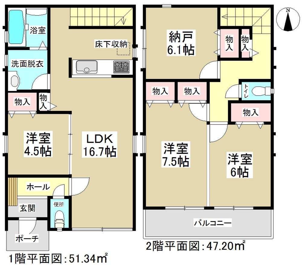 Floor plan. (H Building), Price 24,900,000 yen, 3LDK+S, Land area 100 sq m , Building area 98.54 sq m