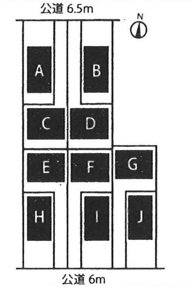 Compartment figure. All 10 buildings. B ・ H ・ I ・ J building is shaping land ・ Two cars parallel parking Allowed! 