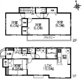 Floor plan. (1 Building), Price 30,800,000 yen, 4LDK, Land area 110.5 sq m , Building area 97.5 sq m