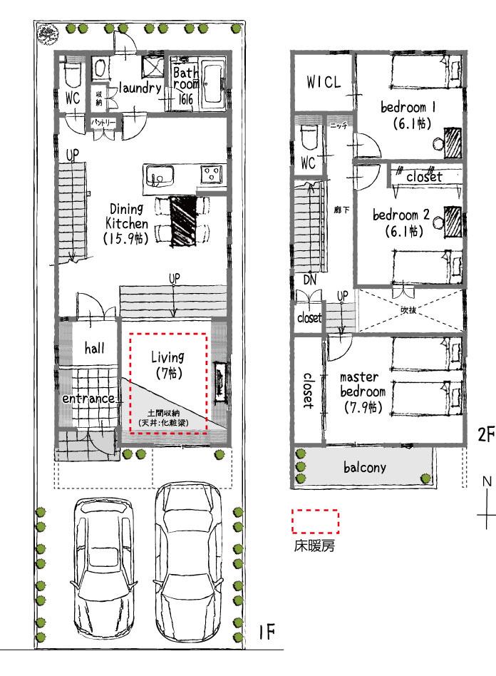 Floor plan. Price 44,800,000 yen, 3LDK+2S, Land area 111.35 sq m , Building area 108.66 sq m