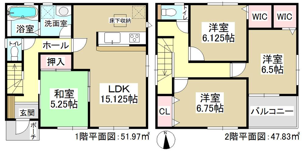 Floor plan. (Building 2), Price 27,900,000 yen, 4LDK, Land area 127.61 sq m , Building area 99.8 sq m