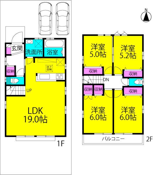 Floor plan. 38,600,000 yen, 4LDK, Land area 151.43 sq m , Building area 98.53 sq m