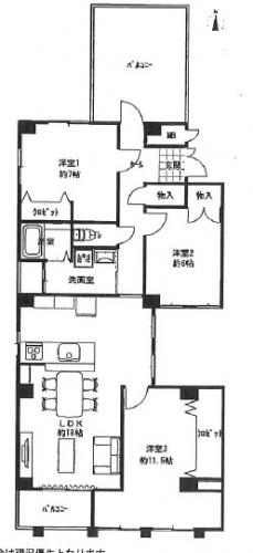 Floor plan. 3LDK, Price 16.8 million yen, Occupied area 87.82 sq m , Balcony area 19.96 sq m