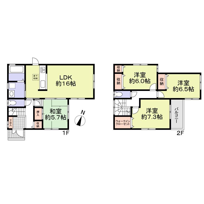 Floor plan. 34,800,000 yen, 4LDK, Land area 142 sq m , Building area 98.98 sq m 4LDK