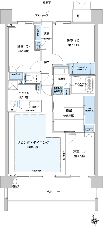 Floor: 4LDK + WIC, the occupied area: 88.56 sq m, Price: 38.4 million yen