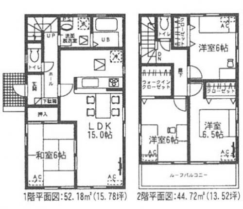 Floor plan. (1 Building), Price 31,800,000 yen, 4LDK, Land area 135 sq m , Building area 96.9 sq m