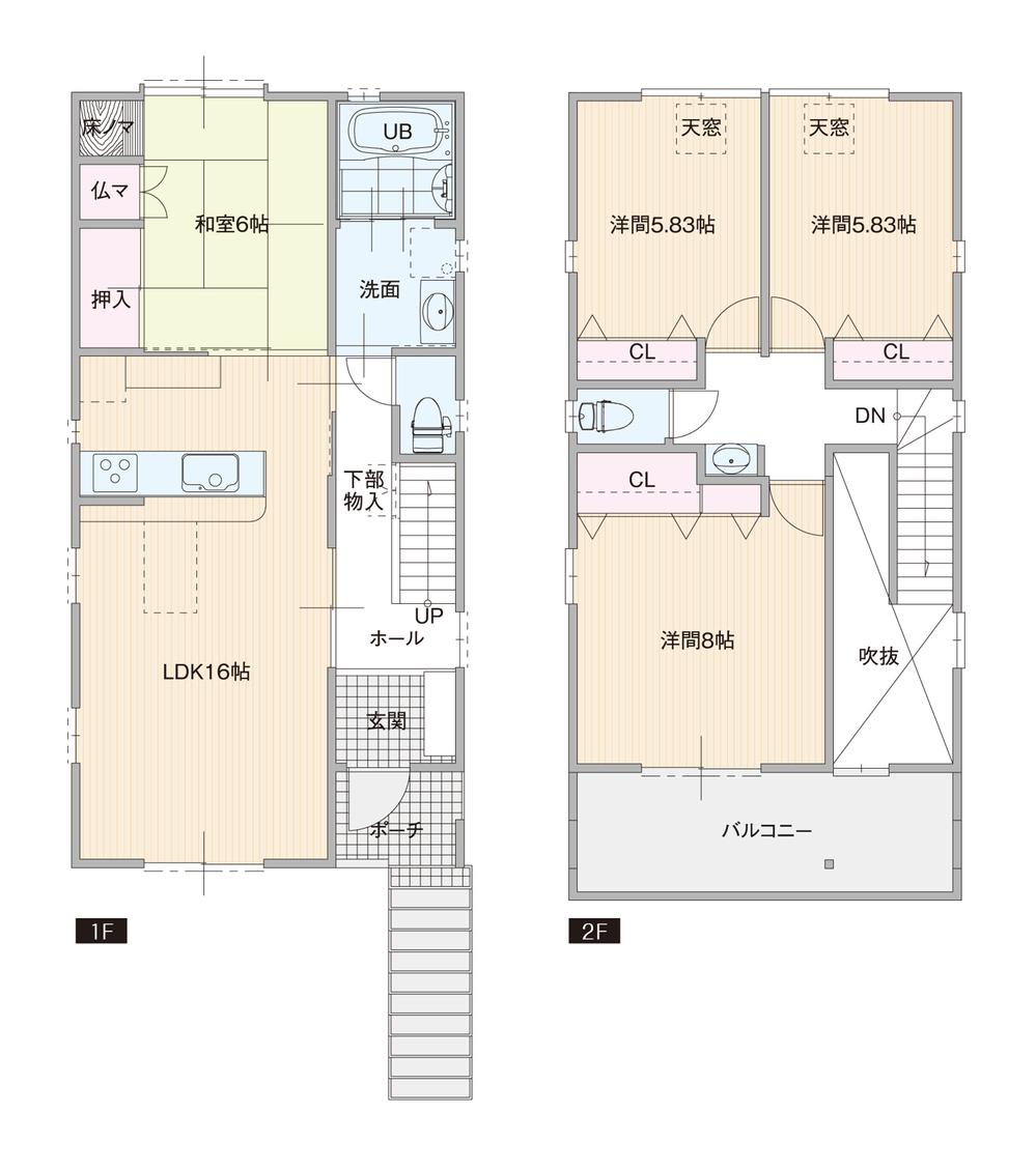 Building plan example (floor plan). Building plan example (C partition) 4LDK, Land price 20,940,000 yen, Land area 106.37 sq m , Building price 21,860,000 yen, Building area 103.1 sq m