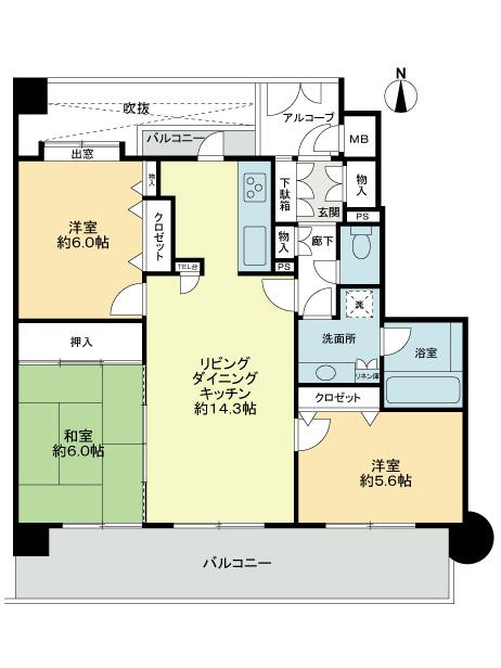 Floor plan. 3LDK, Price 23.8 million yen, Footprint 70.9 sq m , Balcony area 17.39 sq m floor plan