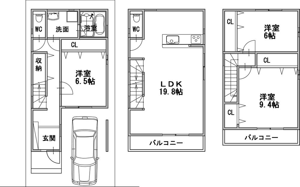 Floor plan. Price 36,800,000 yen, 3LDK, Land area 74 sq m , Building area 110.1 sq m