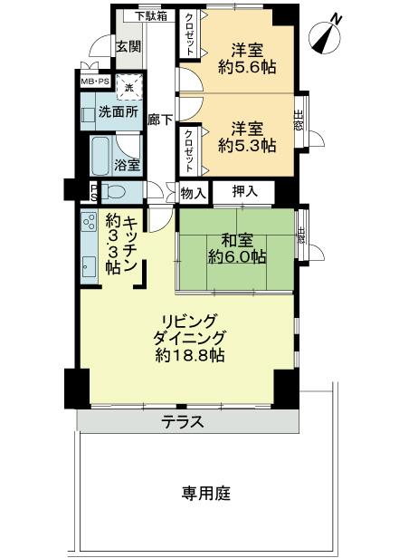 Floor plan. 3LDK, Price 18.9 million yen, Occupied area 82.24 sq m floor plan