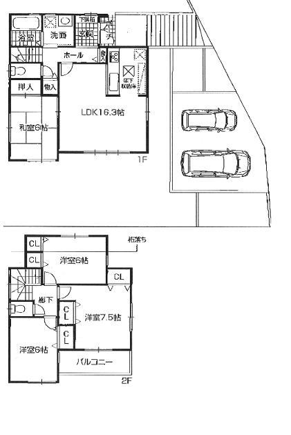 Floor plan. (Building 2), Price 38,300,000 yen, 4LDK, Land area 185.28 sq m , Building area 98.18 sq m