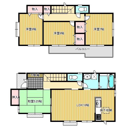 Floor plan. (A Building), Price 31,800,000 yen, 4LDK, Land area 113.14 sq m , Building area 98.56 sq m