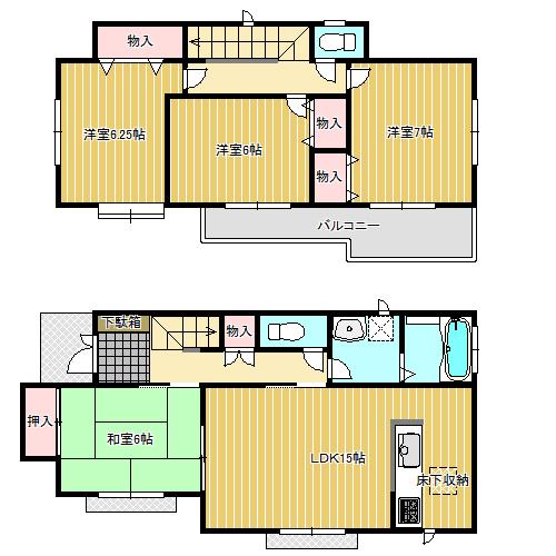 Floor plan. (D Building), Price 32,800,000 yen, 4LDK, Land area 120.99 sq m , Building area 98.68 sq m