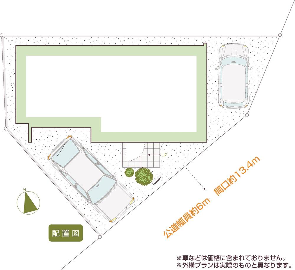 The entire compartment Figure. The terrain was blessed that the southeast side inter-13.4m, We were able to realize a floor plan of the condition that all the living room facing south.