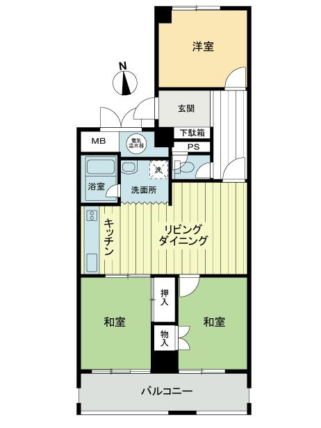 Floor plan. 3LDK, Price 11.9 million yen, Occupied area 71.93 sq m , Balcony area 10.24 sq m floor plan