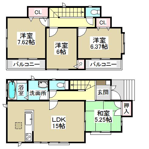 Floor plan. 33,800,000 yen, 4LDK, Land area 130.21 sq m , Building area 95.87 sq m