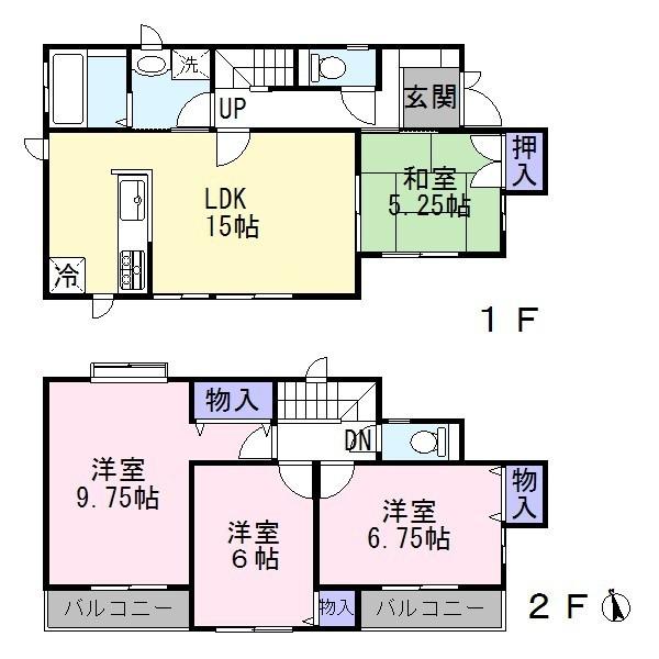 Floor plan. 34,800,000 yen, 4LDK, Land area 130.04 sq m , Building area 98.14 sq m