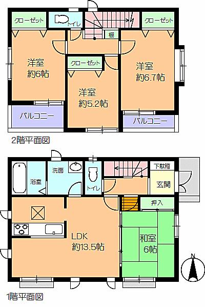 Floor plan. 31,800,000 yen, 4LDK, Land area 131.83 sq m , Building area 90.69 sq m 1 Building