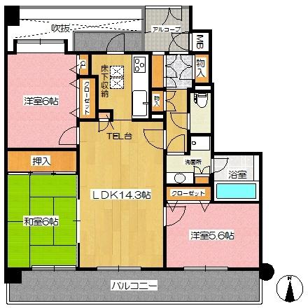 Floor plan. 3LDK, Price 22,900,000 yen, Footprint 70.9 sq m , Balcony area 17.39 sq m floor plan