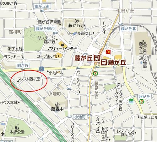 Local guide map. Subway Higashiyama Line "Fujigaoka" Station 8-minute walk