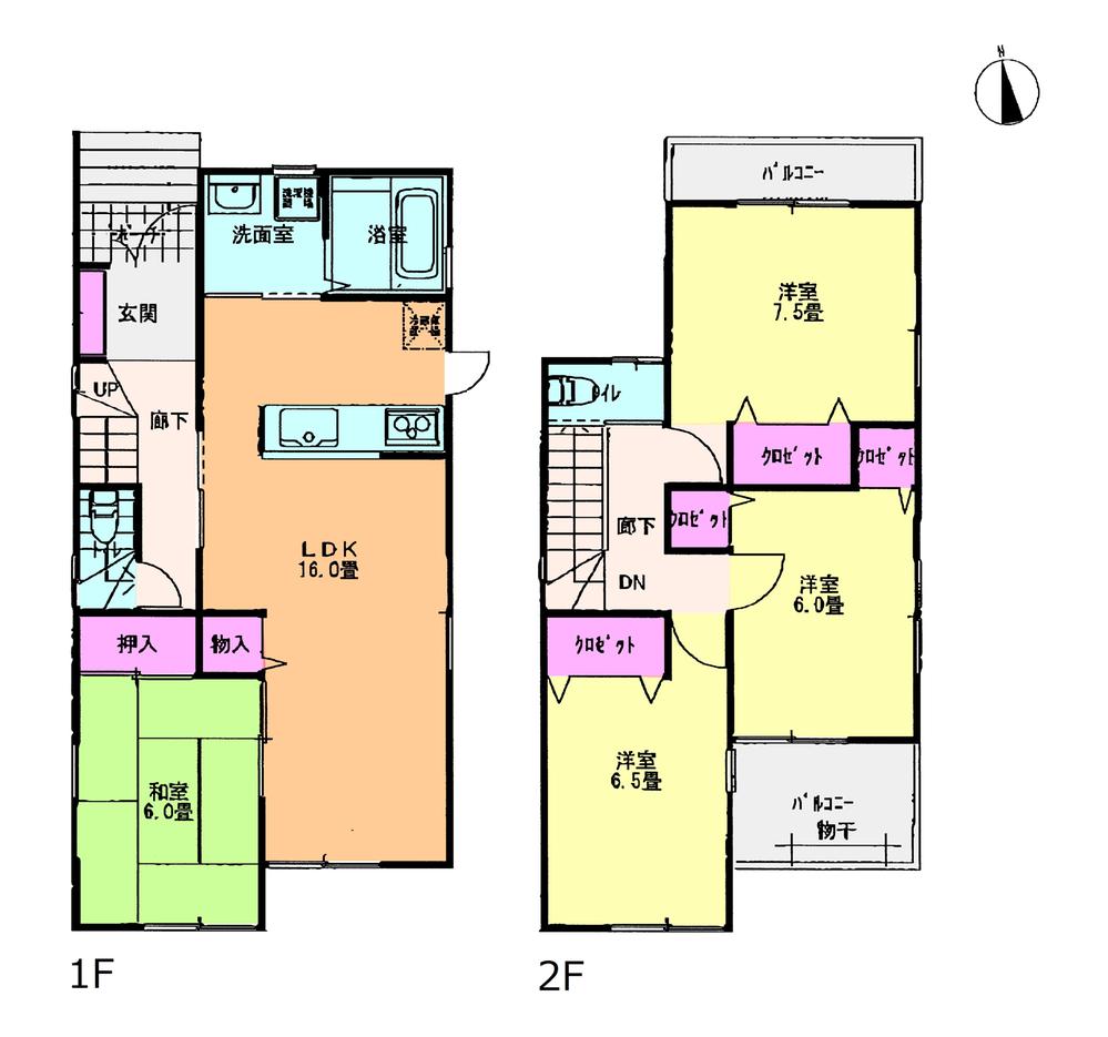 Floor plan. (1 Building), Price 36,800,000 yen, 4LDK, Land area 131.71 sq m , Building area 98.01 sq m