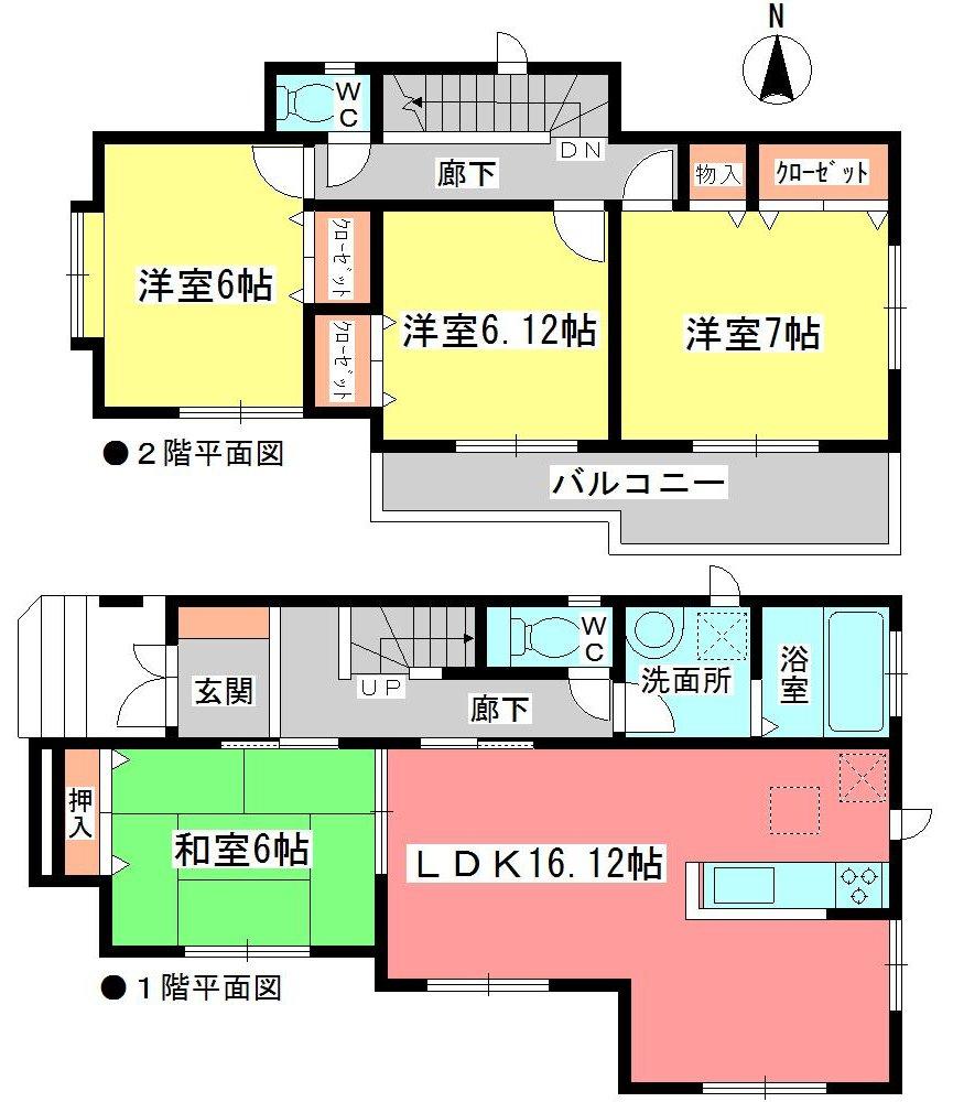 Floor plan. (E Building), Price 34,800,000 yen, 4LDK, Land area 127.2 sq m , Building area 101.03 sq m