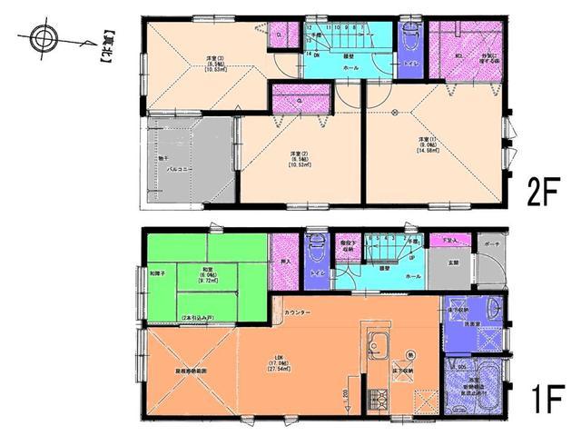 Floor plan. 38,800,000 yen, 4LDK, Land area 141.89 sq m , Building area 102.87 sq m
