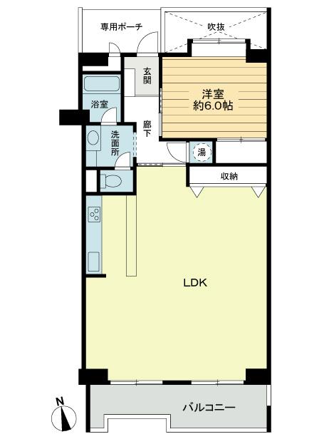 Floor plan. 1LDK, Price 9.8 million yen, Footprint 69.3 sq m , Balcony area 8.23 ​​sq m floor plan