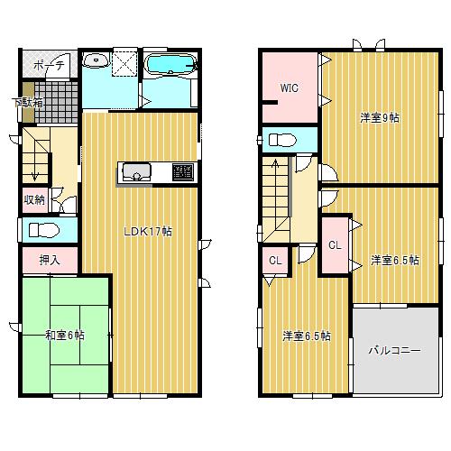 Floor plan. (1 Building), Price 38,800,000 yen, 4LDK, Land area 141.74 sq m , Building area 102.87 sq m