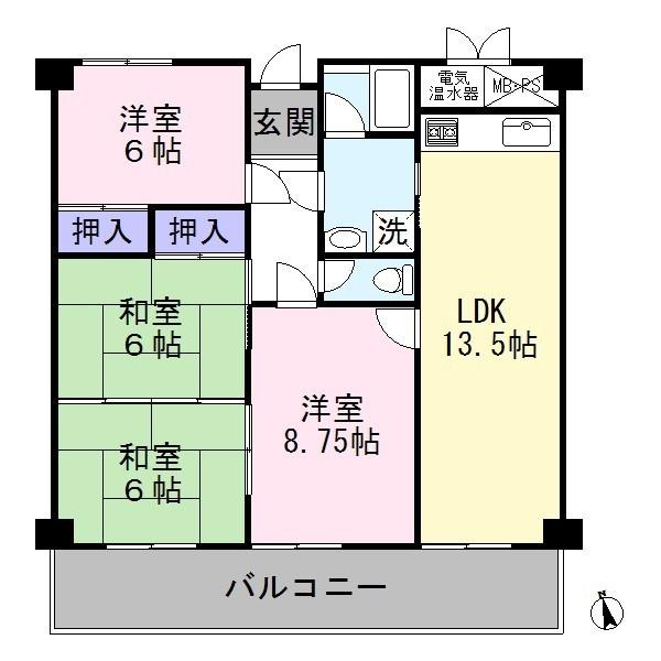 Floor plan. 4LDK, Price 16.8 million yen, Occupied area 83.93 sq m , Balcony area 15.2 sq m
