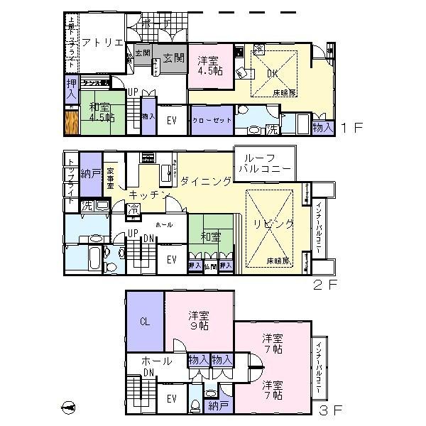 Floor plan. 62 million yen, 6LDK+S, Land area 198 sq m , Building area 256.7 sq m