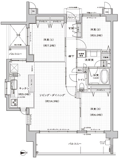Floor: 3LDK, occupied area: 82.72 sq m, Price: 29.6 million yen
