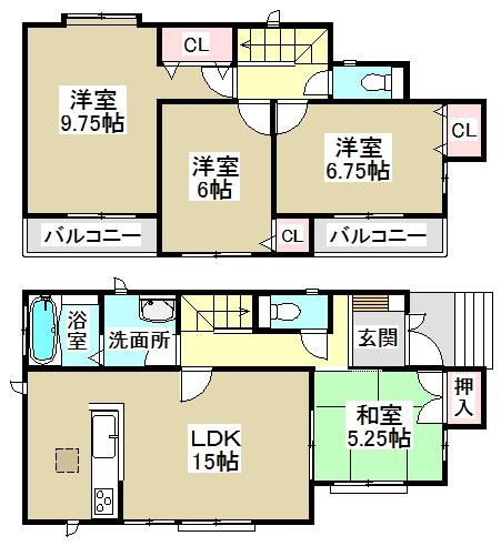 Floor plan. 34,800,000 yen, 4LDK, Land area 138.11 sq m , Building area 98.14 sq m