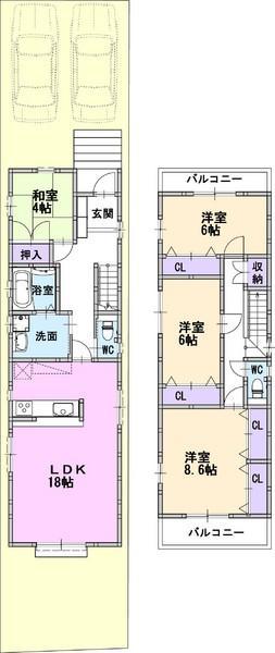 Floor plan. 42,500,000 yen, 4LDK, Land area 123.66 sq m , Building area 110.87 sq m