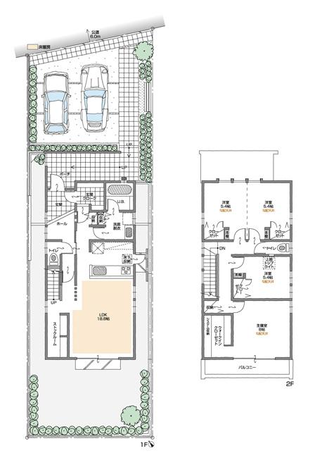 Floor plan. (A Building), Price 44,200,000 yen, 4LDK+2S, Land area 190.3 sq m , Building area 123.35 sq m