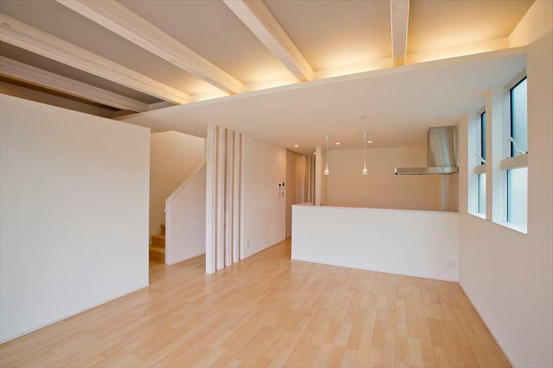 Rendering (introspection). Building A Living Very open-minded living was to reveal the beam From the entrance was also consideration to privacy can go to the living room without passing through the kitchen next to