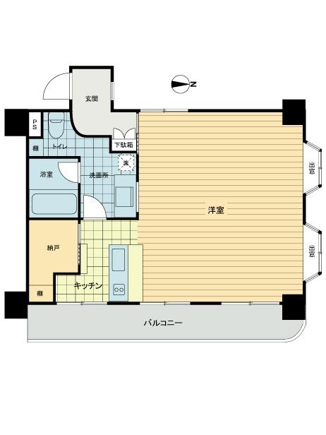 Floor plan. 1K + S (storeroom), Price 11.8 million yen, Occupied area 58.52 sq m , Balcony area 10.55 sq m floor plan