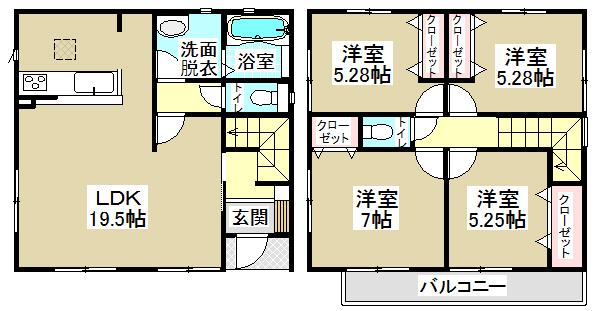 Floor plan. 40,300,000 yen, 4LDK, Land area 124.8 sq m , Building area 97.72 sq m