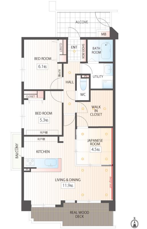 Floor plan. 4LDK, Price 21,800,000 yen, Occupied area 77.41 sq m , Large walk-in closet in the balcony area 11.62 sq m about 4 Pledge