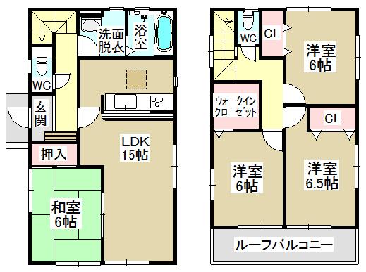 Floor plan. 29,800,000 yen, 4LDK, Land area 135 sq m , Building area 96.9 sq m