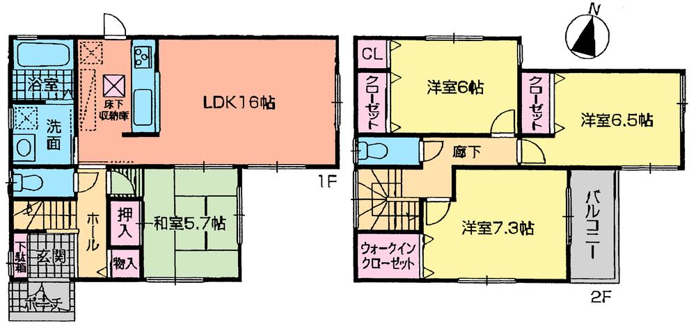 Floor plan. (Building 2), Price 34,800,000 yen, 4LDK, Land area 142 sq m , Building area 98.98 sq m