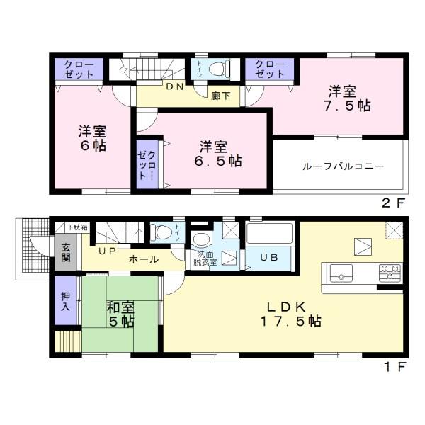 Floor plan. (3 Building), Price 27.5 million yen, 4LDK, Land area 183.93 sq m , Building area 99.38 sq m
